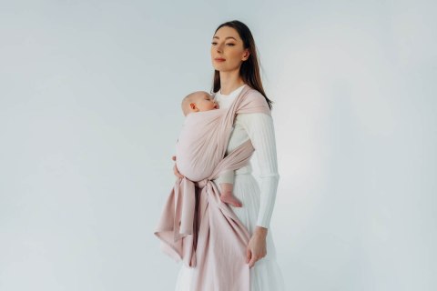 Chusta do noszenia dzieci, tkana splotem skośno-krzyżowym (50% bawełna, 50% wiskoza bambusowa) - MARSHMALLOW - rozmiar XL