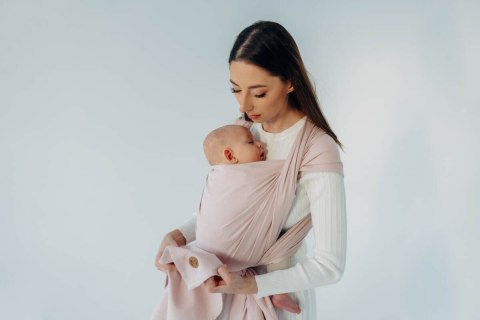 Chusta do noszenia dzieci, tkana splotem skośno-krzyżowym (50% bawełna, 50% wiskoza bambusowa) - MARSHMALLOW - rozmiar M