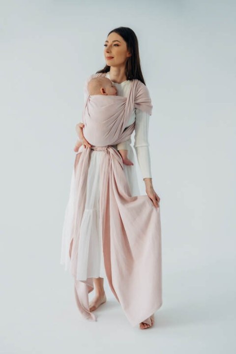 Chusta do noszenia dzieci, tkana splotem skośno-krzyżowym (50% bawełna, 50% wiskoza bambusowa) - MARSHMALLOW - rozmiar XS