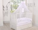 My Sweet Baby Drewniane łóżeczko dla niemowląt 120x60cm Lorenzo III białe, z osłonkami gryzakami