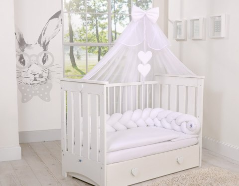 My Sweet Baby Drewniane łóżeczko dla niemowląt 120x60cm Lorenzo III białe, z osłonkami gryzakami