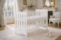 My Sweet Baby Drewniane łóżeczko dla niemowląt 120x60cm Lorenzo III białe, z osłonkami gryzakami