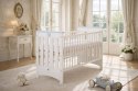 My Sweet Baby Drewniane łóżeczko dla niemowląt 120x60cm Lorenzo III biało-niebieskie, z osłonkami gryzakami