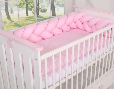 My Sweet Baby Drewniane łóżeczko dla niemowląt 120x60cm Lorenzo III biało-różowe, z osłonkami gryzakami