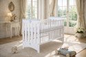My Sweet Baby Drewniane łóżeczko dla niemowląt 120x60cm Lorenzo III biało-szare, z osłonkami gryzakami