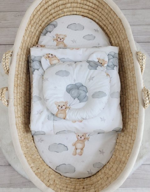 My Sweet Baby Kołderka z wypełnieniem i poduszka profilowana Miś - zestaw 2cz. - Miś z balonikami