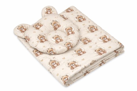 My Sweet Baby Kołderka z wypełnieniem i poduszka profilowana Miś - zestaw 2cz. - Misiove love