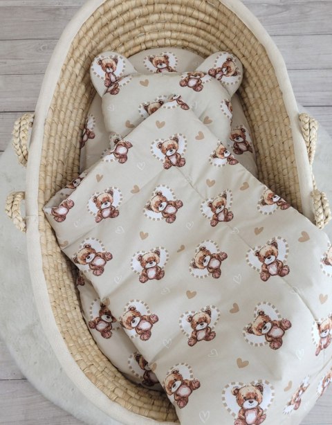 My Sweet Baby Kołderka z wypełnieniem i poduszka profilowana Miś - zestaw 2cz. - Misiove love