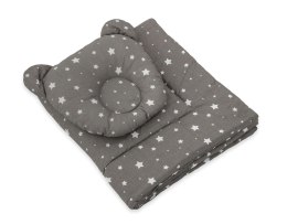 My Sweet Baby Kołderka z wypełnieniem i poduszka profilowana Miś - zestaw 2cz. - mini gwiazdki biały