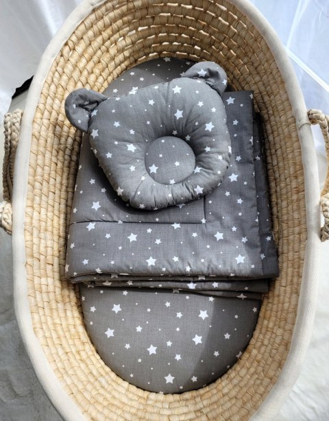My Sweet Baby Kołderka z wypełnieniem i poduszka profilowana Miś - zestaw 2cz. - mini gwiazdki biały