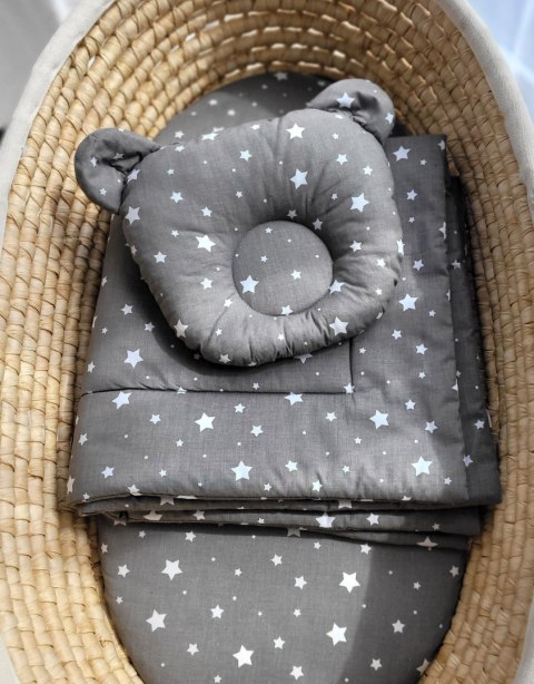 My Sweet Baby Kołderka z wypełnieniem i poduszka profilowana Miś - zestaw 2cz. - mini gwiazdki biały
