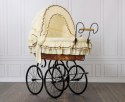 My Sweet Baby Luxury Wiklinowy kosz Mojżesza Retro ze składaną budką Emma - naturalny + kremowa pościel z koronką