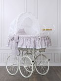 My Sweet Baby Luxury Wiklinowy kosz Mojżesza Retro ze składaną budką Jasmine - biały + różowa pościel z koronką