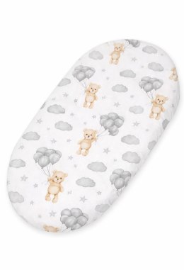 My Sweet Baby Prześcieradło bawełniane do kosza Mojżesza Boho wózka gondoli 75x35 cm - Miś z balonikami