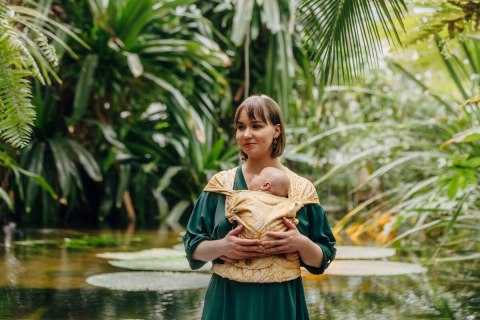 Nosidełko LennyHybrid Half Buckle, splot żakardowy, 100% wiskoza bambusowa , rozmiar standard - WOLNY DUCH - AURUM