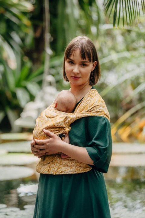 Nosidełko LennyHybrid Half Buckle, splot żakardowy, 100% wiskoza bambusowa , rozmiar standard - WOLNY DUCH - AURUM