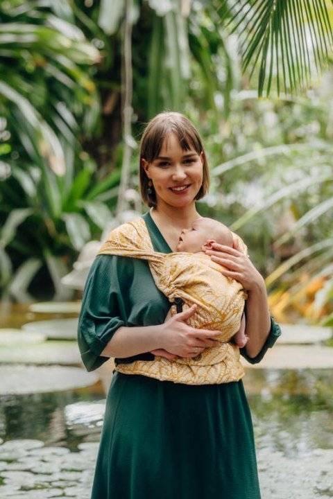 Nosidełko LennyHybrid Half Buckle, splot żakardowy, 100% wiskoza bambusowa , rozmiar standard - WOLNY DUCH - AURUM