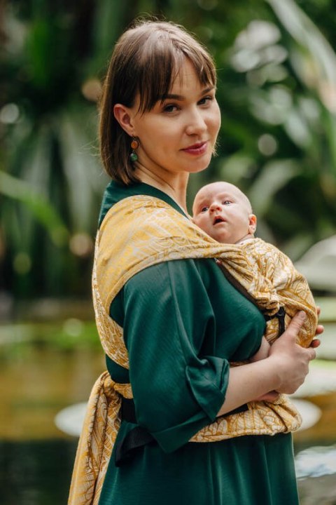 Nosidełko LennyHybrid Half Buckle, splot żakardowy, 100% wiskoza bambusowa , rozmiar standard - WOLNY DUCH - AURUM