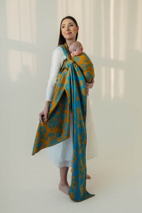 Żakardowa chusta do noszenia dzieci, 100% bawełna - RETRO'N'ROSES - ROSARIUM - rozmiar XL