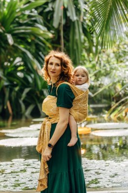 Żakardowa chusta do noszenia dzieci, 100% wiskoza bambusowa - WOLNY DUCH - AURUM - rozmiar XS