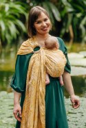 Żakardowa chusta kółkowa do noszenia dzieci, 100% wiskoza bambusowa, ramię bez zakładek - WOLNY DUCH - AURUM - standard 1.8m