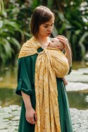 Żakardowa chusta kółkowa do noszenia dzieci, 100% wiskoza bambusowa, ramię bez zakładek - WOLNY DUCH - AURUM - standard 1.8m