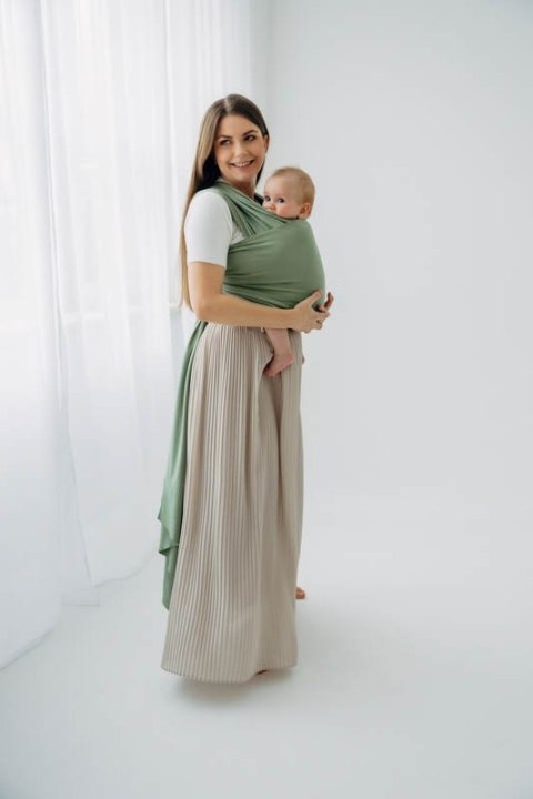 Chusta do noszenia dzieci, elastyczna - Sage - rozmiar standardowy 5.0 m (drugi gatunek)