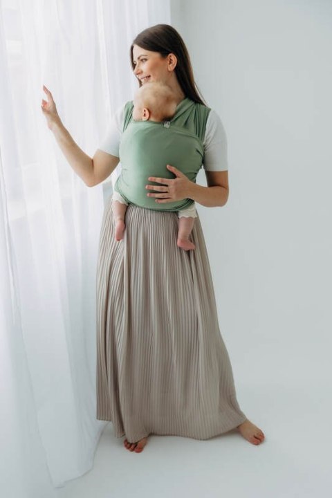 Chusta do noszenia dzieci, elastyczna - Sage - rozmiar standardowy 5.0 m (drugi gatunek)