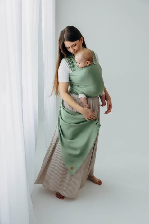 Chusta do noszenia dzieci, elastyczna - Sage - rozmiar standardowy 5.0 m (drugi gatunek)