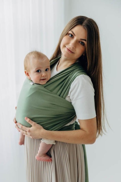 Chusta do noszenia dzieci, elastyczna - Sage - rozmiar standardowy 5.0 m (drugi gatunek)