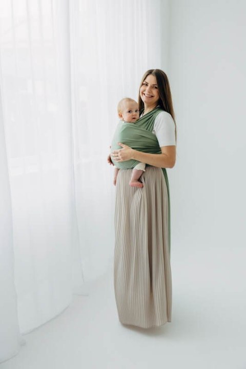 Chusta do noszenia dzieci, elastyczna - Sage - rozmiar standardowy 5.0 m (drugi gatunek)