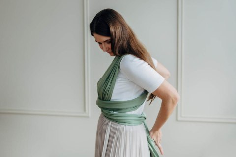 Chusta do noszenia dzieci, elastyczna - Sage - rozmiar standardowy 5.0 m (drugi gatunek)