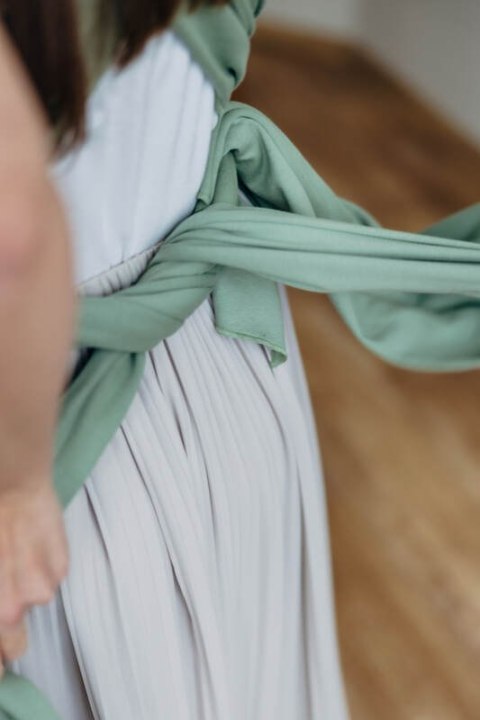 Chusta do noszenia dzieci, elastyczna - Sage - rozmiar standardowy 5.0 m (drugi gatunek)