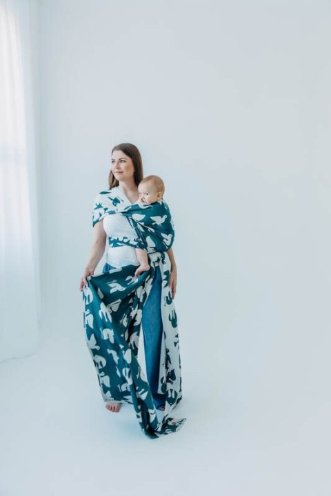 Żakardowa chusta do noszenia dzieci, 100% wiskoza bambusowa - BIRDY - SKYWARD - rozmiar M