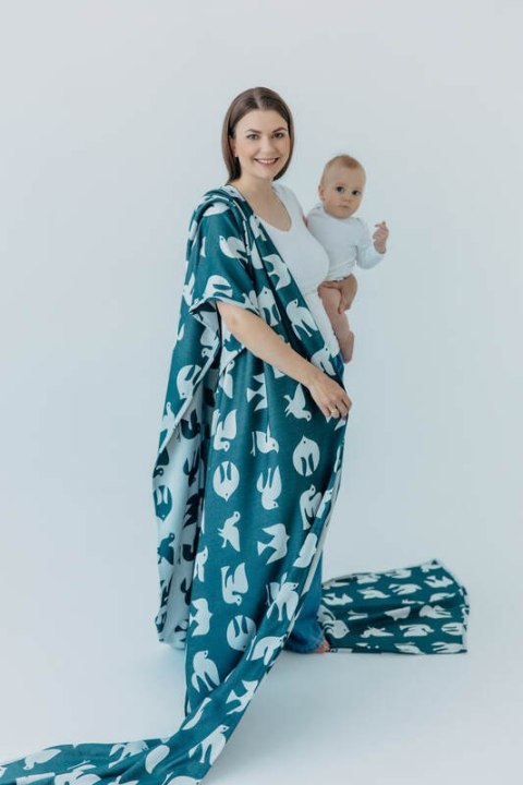 Żakardowa chusta do noszenia dzieci, 100% wiskoza bambusowa - BIRDY - SKYWARD - rozmiar XS