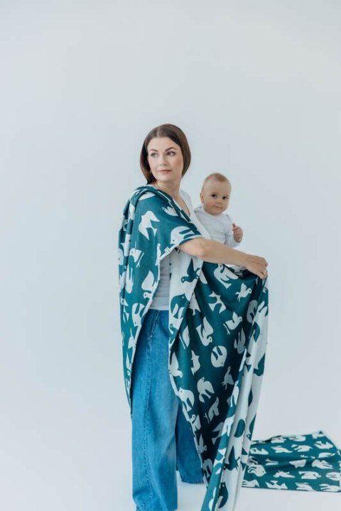 Żakardowa chusta do noszenia dzieci, 100% wiskoza bambusowa - BIRDY - SKYWARD - rozmiar XS