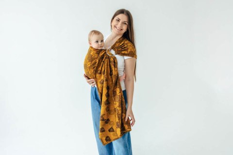 Żakardowa chusta kółkowa do noszenia dzieci, (100% bawełna), ramię bez zakładek - CAPYBARAS - TRIBU - standard 1.8m