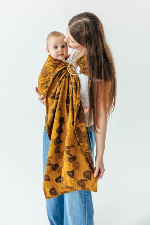 Żakardowa chusta kółkowa do noszenia dzieci, (100% bawełna), ramię bez zakładek - CAPYBARAS - TRIBU - standard 1.8m