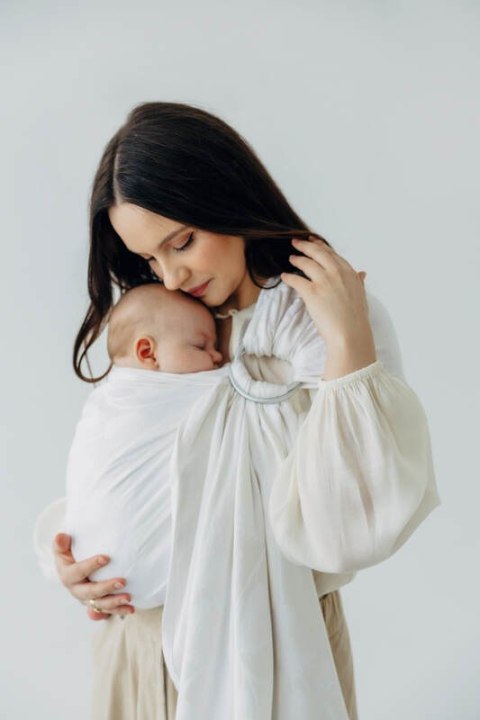 Żakardowa chusta kółkowa do noszenia dzieci, 100% wiskoza bambusowa, ramię bez zakładek - VIRIDIFLORA - MILKY WAY - standard 1.