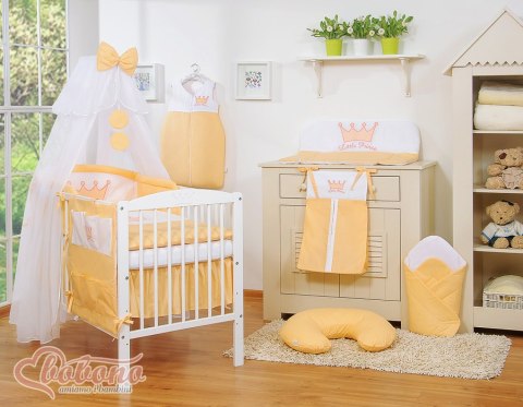 Bobono Duża moskitiera do łóżeczka dziecięcego z białego szyfonu z kółeczkami i kokardką - brzoskwiniowe