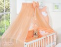 Bobono Duża moskitiera do łóżeczka dziecięcego z szyfonu z wiszącymi serduszkami i kokardką - brzoskwiniowa