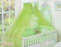 Bobono Duża moskitiera do łóżeczka dziecięcego z szyfonu z wiszącymi serduszkami i kokardką - zielona