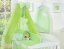 Bobono Duża moskitiera do łóżeczka dziecięcego z szyfonu z wiszącymi serduszkami i kokardką - zielona