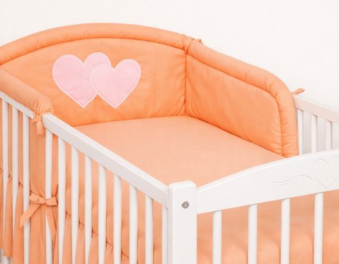 Bobono Ochraniacz do łóżeczka na szczebelki uniwersalny - Serduszka brzoskwiniowe