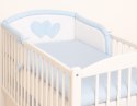 Bobono Ochraniacz do łóżeczka na szczebelki uniwersalny - Serduszka kratka niebieska
