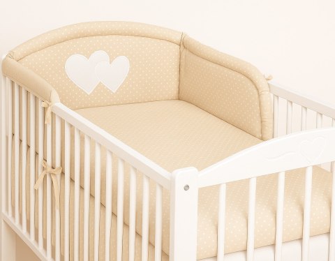 Bobono Ochraniacz do łóżeczka na szczebelki uniwersalny - Serduszka kropki na beżu