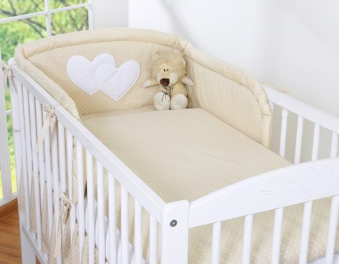 Bobono Ochraniacz do łóżeczka na szczebelki uniwersalny - Serduszka kropki na beżu