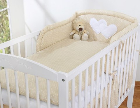 Bobono Ochraniacz do łóżeczka na szczebelki uniwersalny - Serduszka kropki na beżu