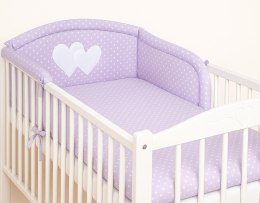Bobono Ochraniacz do łóżeczka na szczebelki uniwersalny - Serduszka kropki na fiolecie