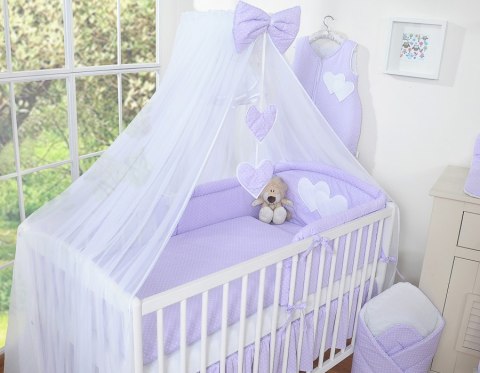 Bobono Ochraniacz do łóżeczka na szczebelki uniwersalny - Serduszka kropki na fiolecie